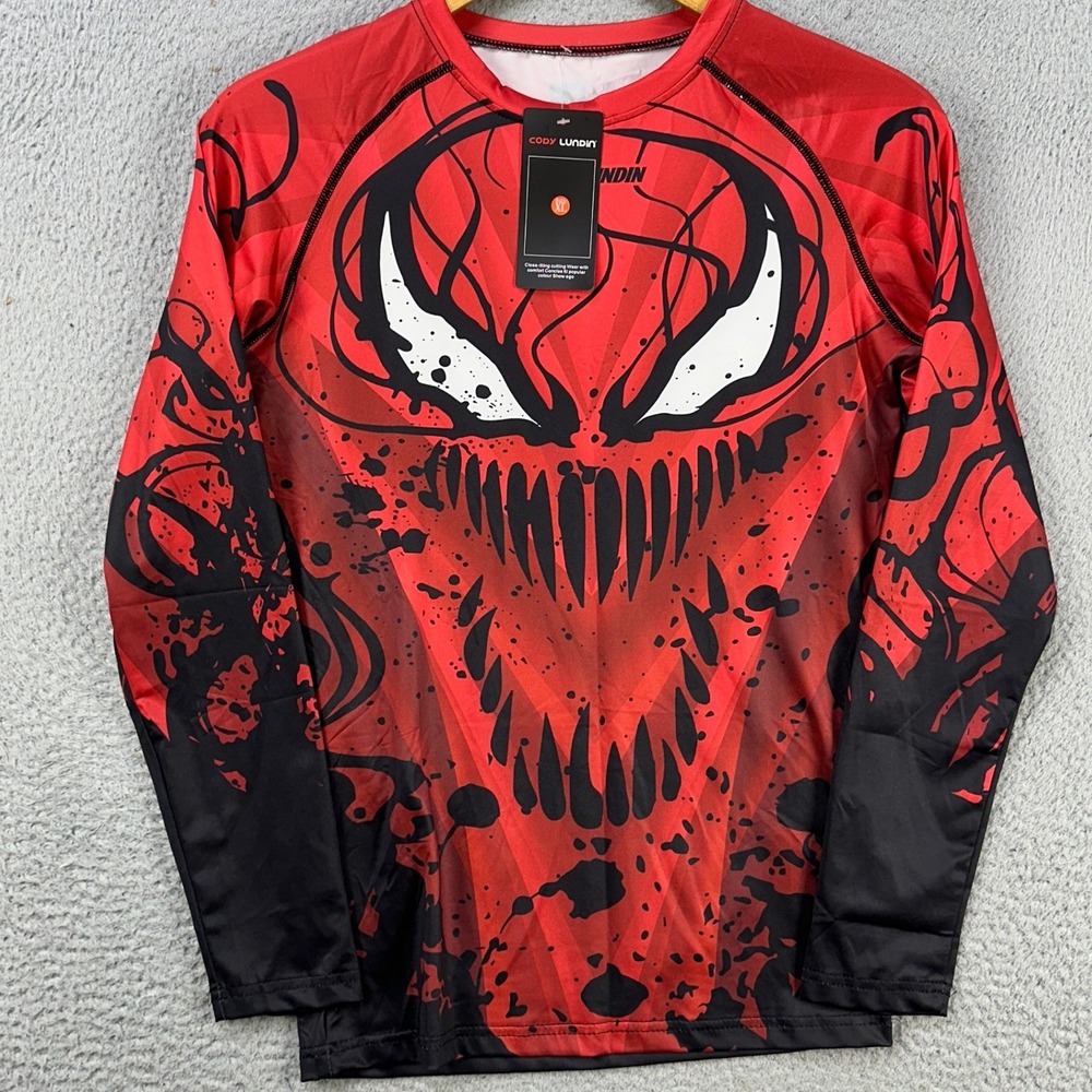 Cody Lundin Shirt Athletic Mens XL Red Black Venum Anime Long Sleeve Stretch NEW